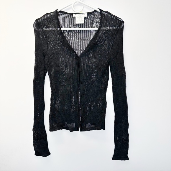 Christian Dior Boutique Set Black Cardigan Sleeveless Turtleneck cowl top Size 8 - Picture 13 of 16